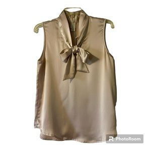 Joie Cream Sleeveless Blouse with Bow